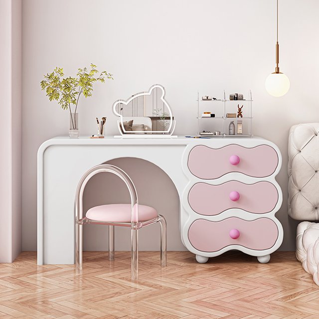 Beauty Women Dressing Table Big Pink Modern Living Room Drawers Dressing Table Makeup Nail Mesa De Maquillaje Trendy Furniture