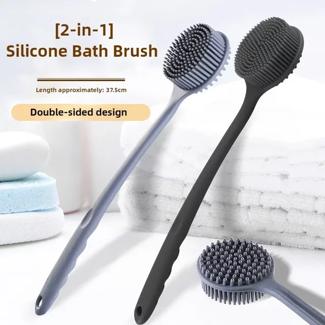 Soft Bath Brush Exfoliating Shower Sponge Body Scrubbing Brush Long Handle Back Exfoliating Scrub Skin Massager Bathroom Brush