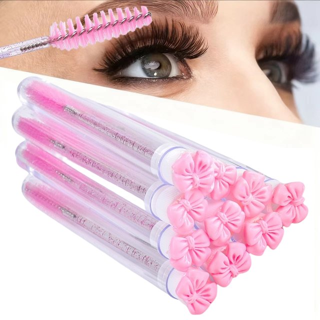 10pcs Bow-Shaped Mascara Tube Brush Set with Protective Case Makeup Brushes, Eyebrow Brush, Eyelash Brush, Lash Brush, Spoolie