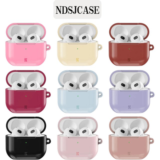 Buttercream Blush Shockproof Protective Glossy HD Hard PC Cover Case For AirPods Earphone 1 2 3 Pro Pro2 With Metal Hook