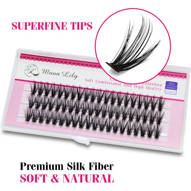 New Arrival Moonlily 60pcs Silk Makeup Individual Mink EyeLashes 3D Volume Grafting False Black Extensions Cluster Lash Bundle