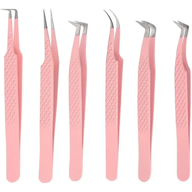 Fadvan Tweezers for Lashes Extension Fiber Tips Stainless Steel Makeup Tweezers Anti-static Free Print Your Logo