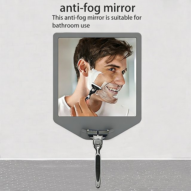 1pc Silicone Bathroom Anti-Fog Mirror Sticker Men‘s Shaving/Makeup Mirror No-Drilling Wall-Mounted Bathroom Mirror