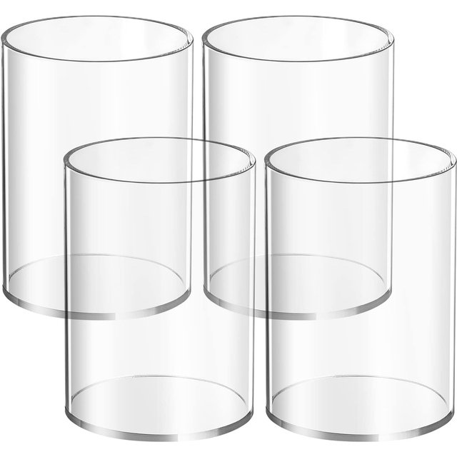 2-4 Pieces Clear Acrylic Pen Holder Round Acrylic Pencil Cup Clear Makeup Bush Holder Acrylic Desktop Stationery Organizer