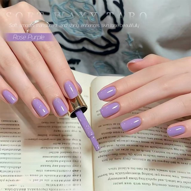 MIANEL 10ML Korean Style Soft Taro Rose Purple Gel Nail Polish, Translucent Glossy Jelly Solid Color Gel Nail Polish