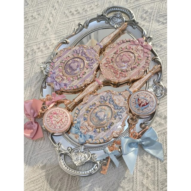 Flower Know Bunny Garden Collection Hand Mirror Portable Handheld Makeup Mirror Cute Mirror Soft Girl Style Princess Makeup Tool