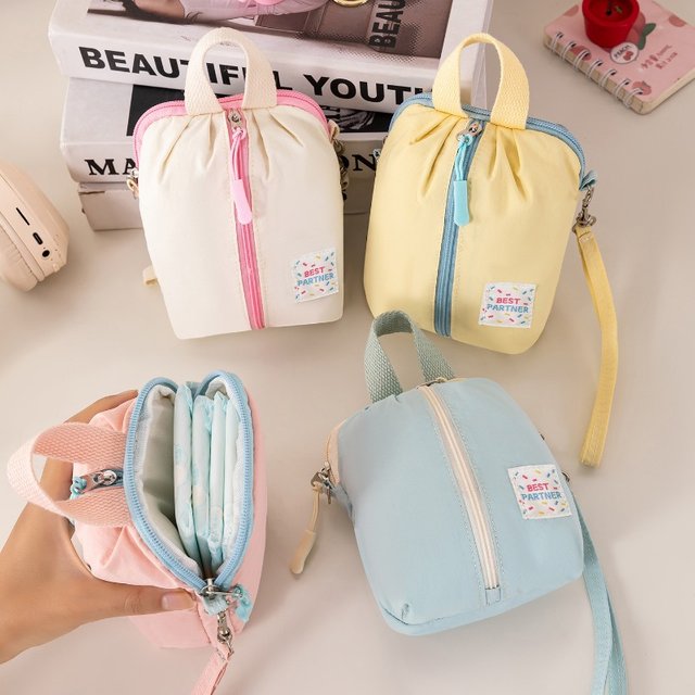 Travel-friendly Small Zipper Pouch, Cute Pastel Makeup Bag for Daily Essentials & Toiletries