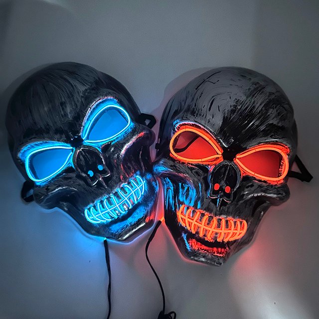 LED masque de crâne effrayant Halloween Cosplay crâne mascarade boîtes de nuit danse DJ fête maison hantée masque néon mal crâne tête masque