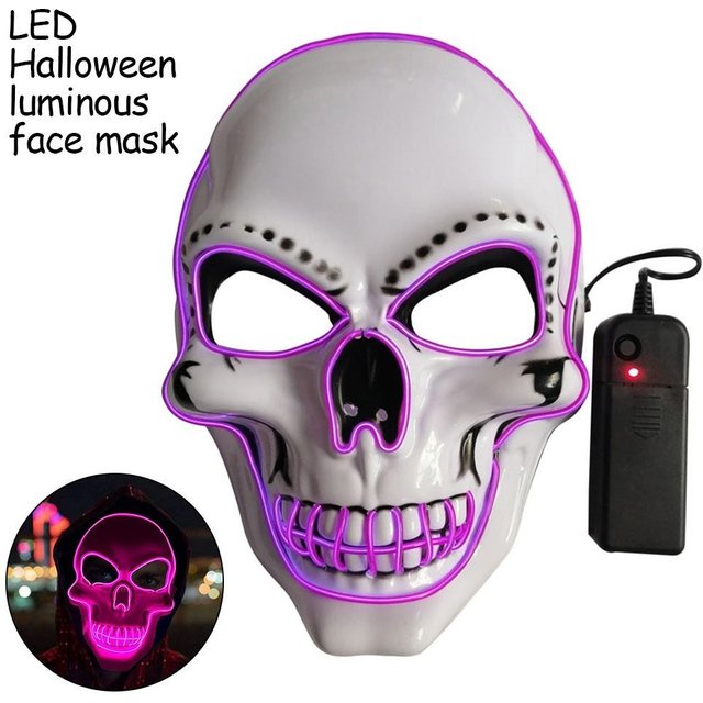 Fashion Horror Halloween Skull Mask Halloween LED Light Cosplay Mask Cosplay Costume Luminous Skull Mask Party Makeup Ball
