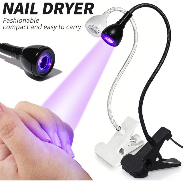 LULAA LED Nail Dryer for Gel Nails Mini Led Nail Polish Light with Gooseneck, Portable Clamp UV Light Lamp for Nail Salon