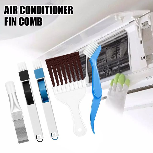 5-Piece AC Fin Comb And Crevice Brush Kit For Cleaning Air Conditioners Refrigerators Coils And Evaporators Cleaning Tool