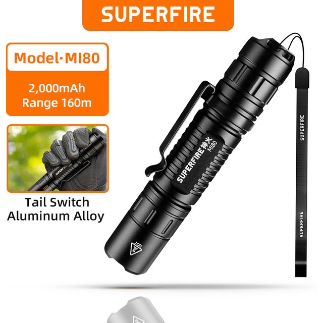 SUPERFIRE MI80-S lampe de poche LED haute puissance Super lumineux 1100LM EDC torche lampes flash
