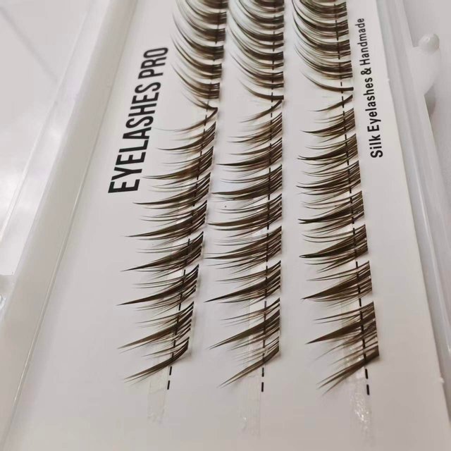 Brown LQHX DIY Hand Made Eyelash Extension Segmented Flase Lashes Lash Bundles Soft Ribbon Strip Eyelashes Makeup Lashes