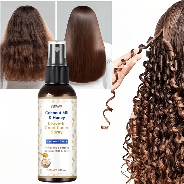 GSWP Coconut Milk & Honey Leave-In Conditioner Spray, Deep Hydration & Shine, Reduces Dryness & Split Ends, Non-Greasy.100/200ml