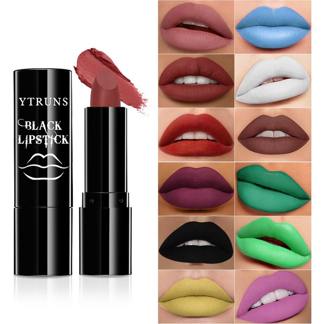 Matte Black Lipstick, Long Lasting Waterproof Lip Gloss for Halloween, Perfect for Gothic Vampire Witch Costume