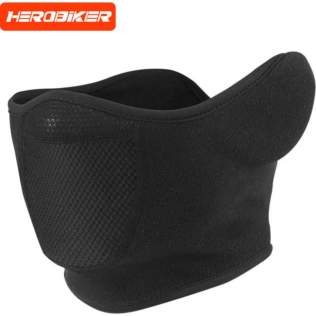 HEROBIKER Motorcycle Cycling Mask Windproof Ear Motorcycle Bicycle Mask Motorcycle Warm Half Face Mask Black Balaclava