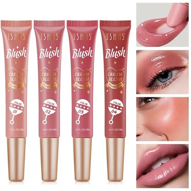 Korean Natural Liquid Blush Long Lasting Watery Texture Multi Purpose Cream Rouge For Eyes Cheeks Lips Makeup