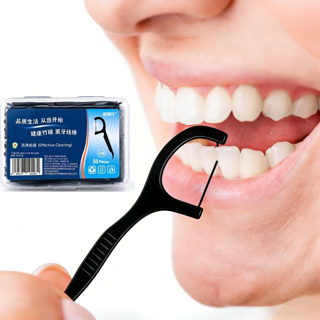 50pcs/box Floss Picks Ultra-Fine Portable Flossing Sticks Toothpick Thread for Home And Travel Oral Care