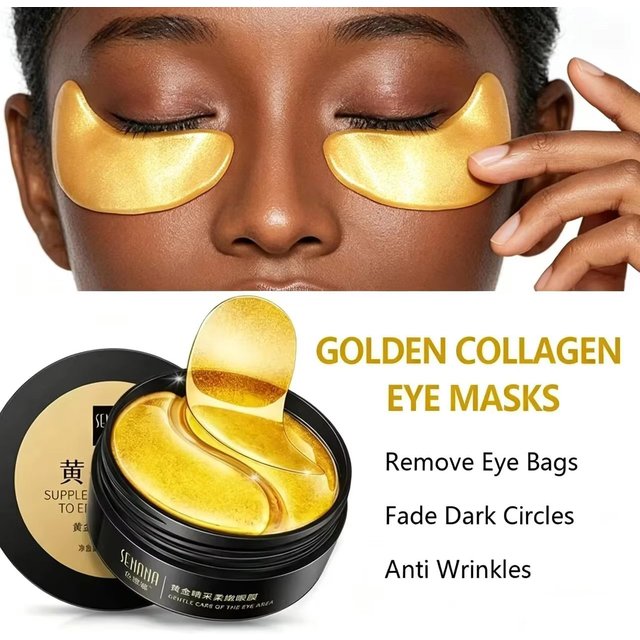 60pcs Golden Moisturizing Eye Mask Relieve Eye Dark Circle Fatigue Nourish Under Eye Area Collagen Crystal Korean Skin Care