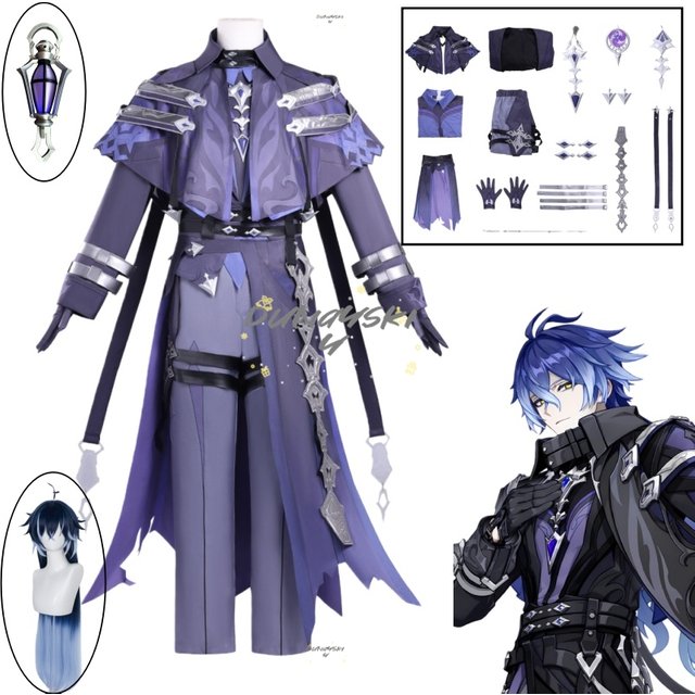 Genshin Impact Flins – tenue de Cosplay Anime pour femmes, Costume adulte avec accessoire de perruque, uniforme de carnaval, fête de mascarade d'halloween
