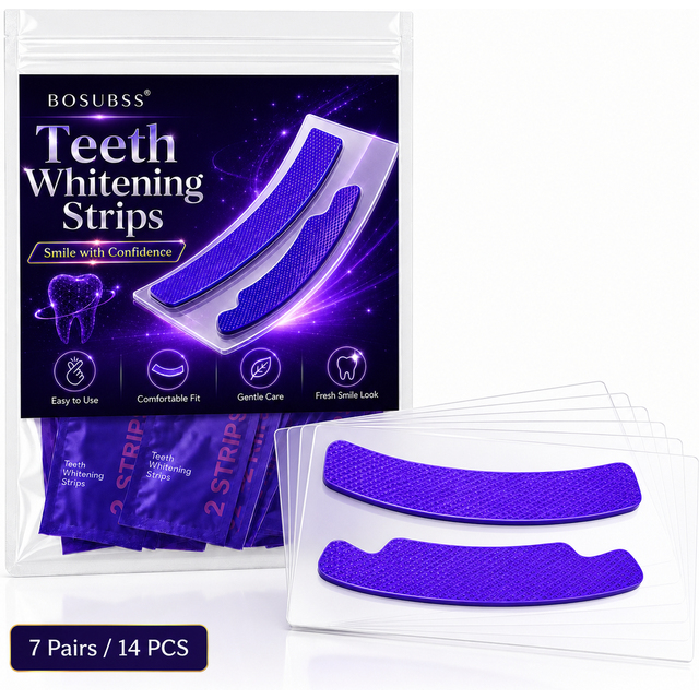 7 Pairs Purple Teeth Whitening Strips, Easy-to-Use Tooth Brightener Strips for Home Use, Helps Remove Stubborn Teeth Stains