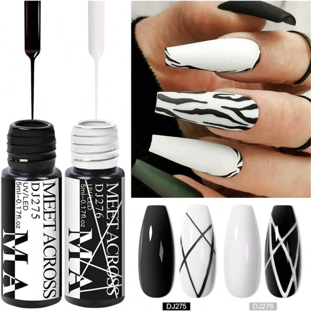 Black White Liner Gel Nail Polish Pull Line Gel Graffiti Painting Stripe DIY French Nails UV Gel Drawing Varnish Nail Supplies