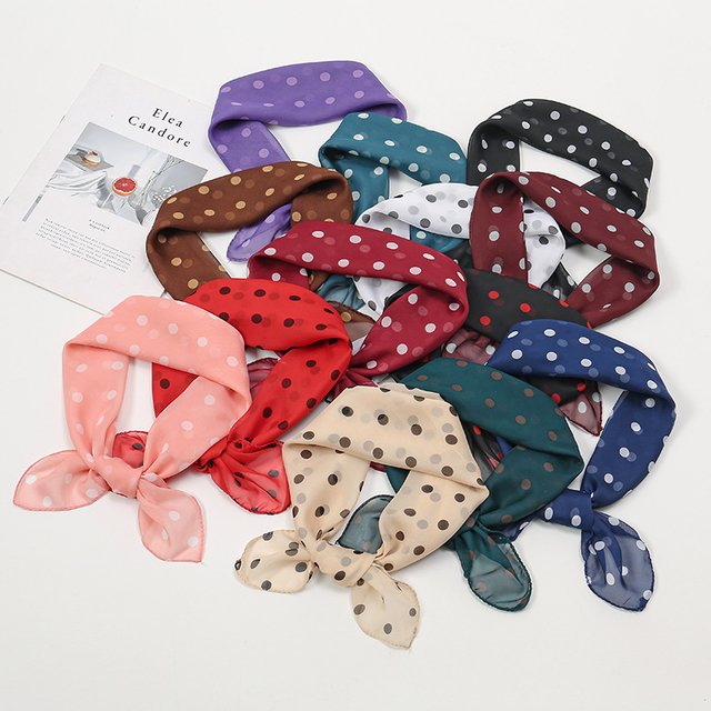 Summer Fashion New Product Thin Chiffon 65X65CM Silk Scarf With Multi Color Printed Spot Sunscreen Neck Protection Small Square