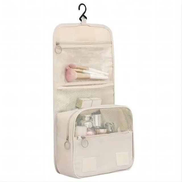 Hanging Toiletry Bag for Business Trips Portable Large Capacity Skincare Makeup Bag Dry and Wet Separation Folding Storage Bag