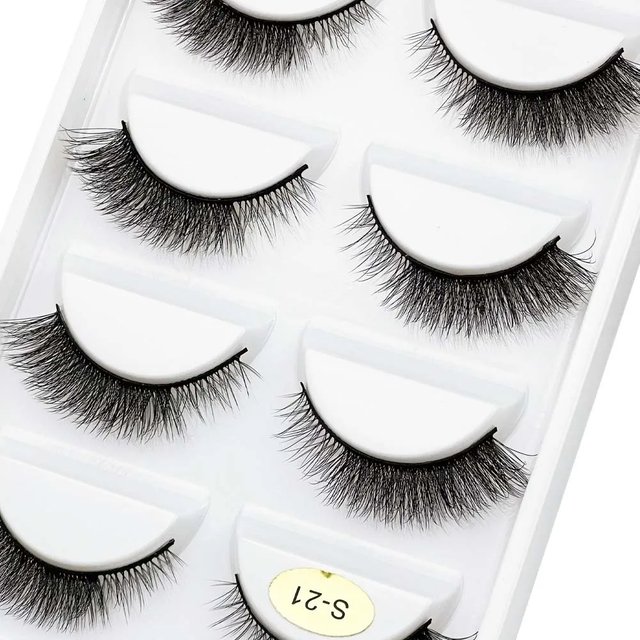 5 Pairs S03 Natural Looking 3D Mink Fake Eyelashes Makeup Tools Fluffy Style Water Mink Fur False Eyelashes for Eye Makeup