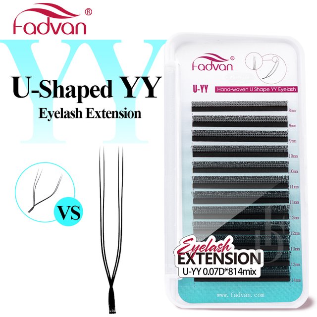 FADVAN U Shape YY Eyelash Extensions 2D UU Eyelashes Premium Soft Natural Fans Cluster Curl C/D False Lashes Make up Tools