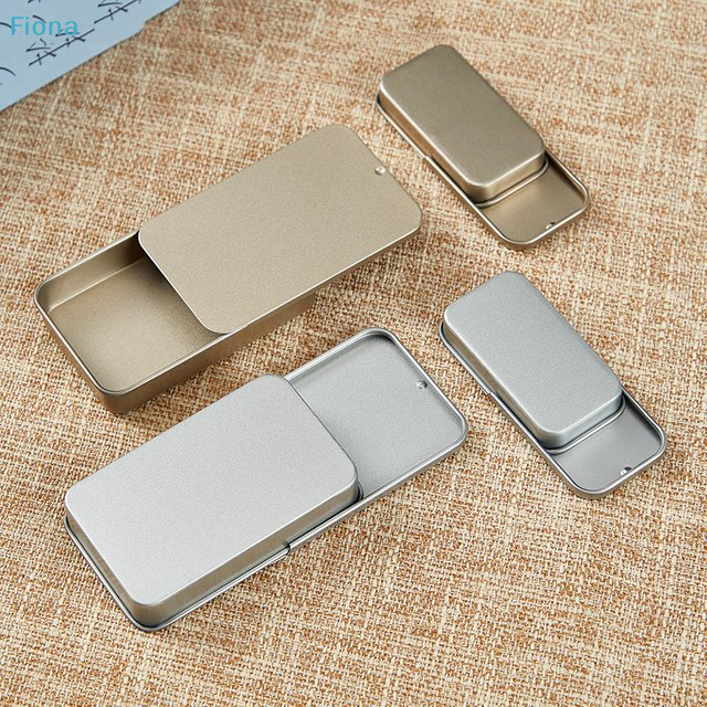 ⛟Tinplate Mini Metal Box Slide Cover Storage Box Wedding Jewelry Pill Cases Portable Tin Boxes Container Cosmetic Organizer