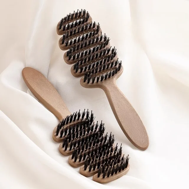 Boar Bristle Paddle Hair Brush Anti Static Comb Hairdressing Massage Comb Curly Hairbrush Salon Hair Styling Tools Makeup Tools