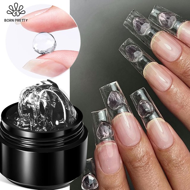 BORN PRETTY 15ml Clear Non Stick Hand Extension Gel Nail Polish 3D Shaping Sculpting Carving Solid Gel For Nail Painting Tools
