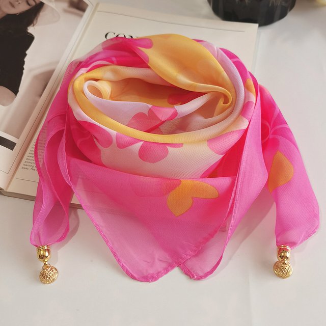 New Fashion Magnetic Buckle Scarf Thin Scarf Decorative Chiffon Square Sunscreen Neck Cover Women's Scarves Party Gift