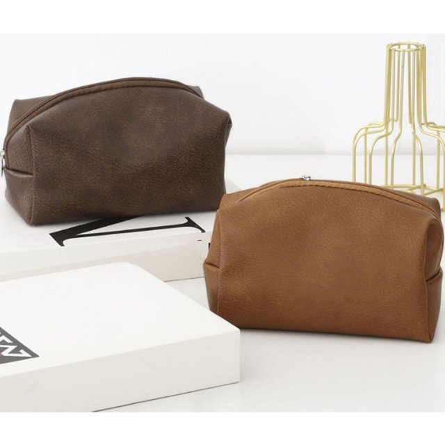 New Solid-Color High-End PU Makeup Bag, Large-Capacity Portable Hand-Held Toiletries Storage Bag, One Piece