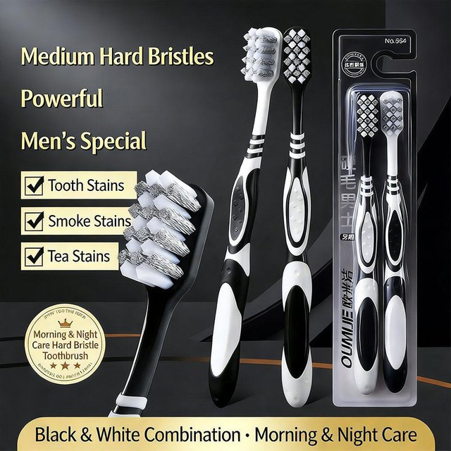2/6/10PCS Hard Bristle Toothbrush Deep Cleaning Adult Dental Care Teeth Whitening Stain Removal Oral Care Toothbrush
