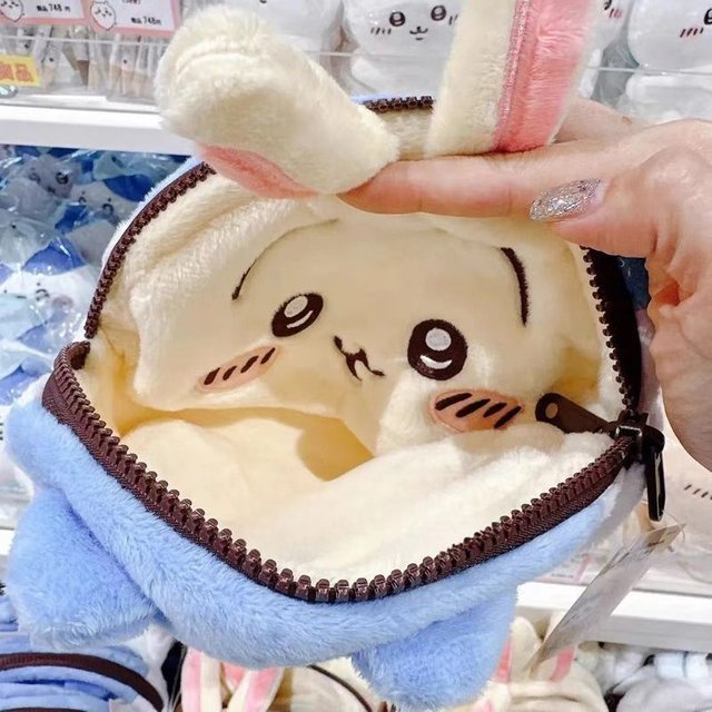 Cute Chiikawa Usagi Ji Double Sided Plush Pouch Multi‑Function Storage Pencil Case Makeup Bag Coin Purse Daily Use Girls Gift