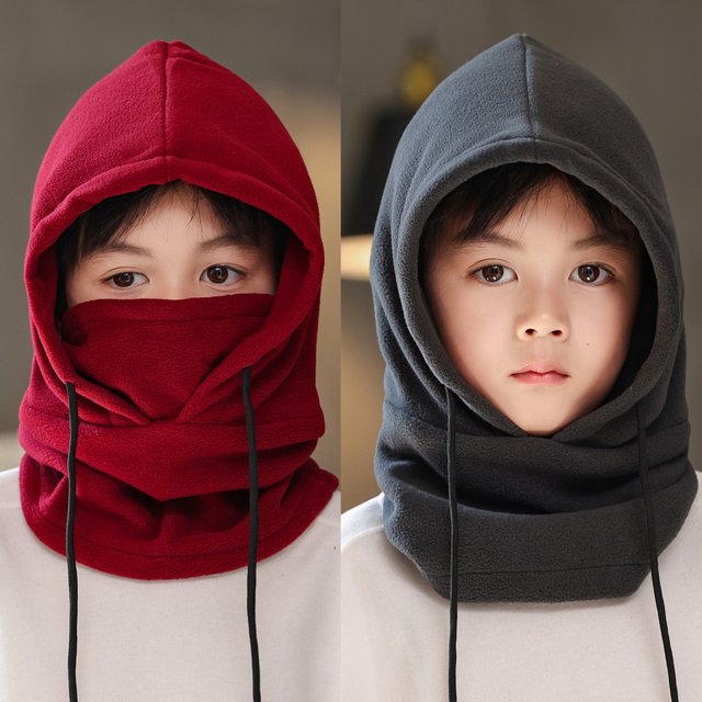 Cagoule d'hiver en polaire pour enfants et adultes, capuche tricotée, masque facial coupe-vent avec cordon de serrage, casquette chaude pour couvre-chef par temps froid