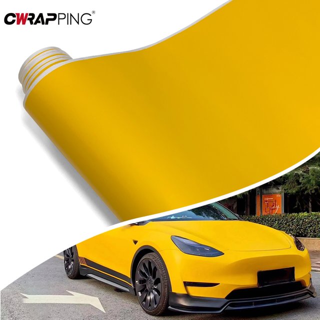 Motorcycle Decal Yellow Matte Vinyl Sunscreen Self-Adhesive Paper Bubble-Free Carbon Fiber Body Protective Film Car Accessories