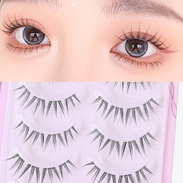 BLINKWAVE Cat Claw False Eyelashes 8-11mm Clear Band Full Strip Daily & Idol Makeup Natural Wispy Lashes Korean Girl Group Style