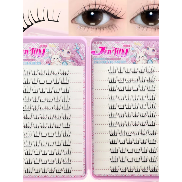 K-pop 2.0 Style Self-Adhesive False Eyelashes Easy Wear No Glue Trendy Daily/Party Eye Makeup Accessory