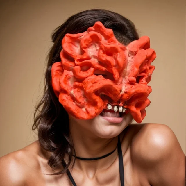 Clickers Half Face Mask Last Us Figure Mushroom Red Face Costume Halloween Zombie Mask Cosplay Props