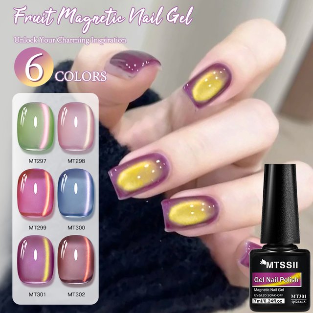 Fruit Cat Magnetic Gel Nail Polish Colored Glass Beads Effect Gardient Glitter Magnetic Semi Permanent Soak Off UV Gel Varnish