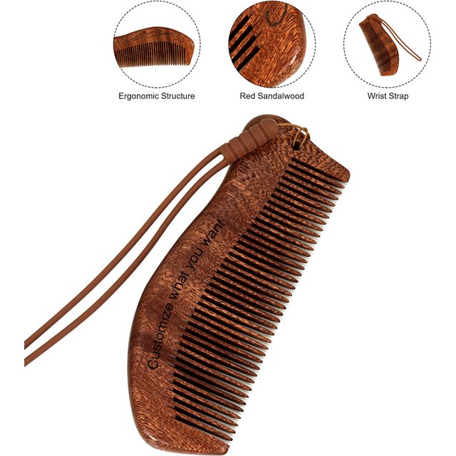 Natural Wooden Hair Comb with Cotton Drawstring Bag - Anti-static Scalp Massage, Handmade Wood Comb for Daily Hair Care