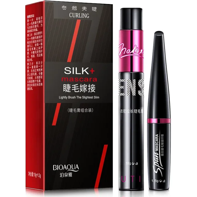 BIOAQUA marque noir fibre de soie Mascara ensemble de maquillage Extension de cils allongement