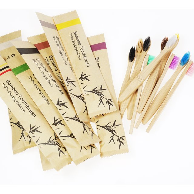 50Pcs Kids Bamboo Toothbrush Soft Bristles Eco Plastic-Free Toothbrushes Oral Care Wooden Tooth Brush Eco Bamboo Handle