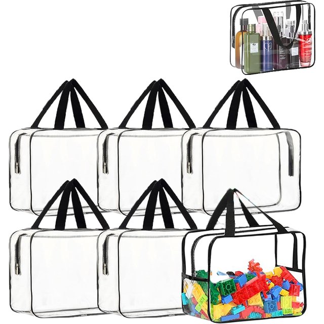 1-12Pcs Large Toy Storage Bags PVC Makeup Storage Bags Travel Waterproof Organizer Bags Multifunction Transparent Toiletry Bag