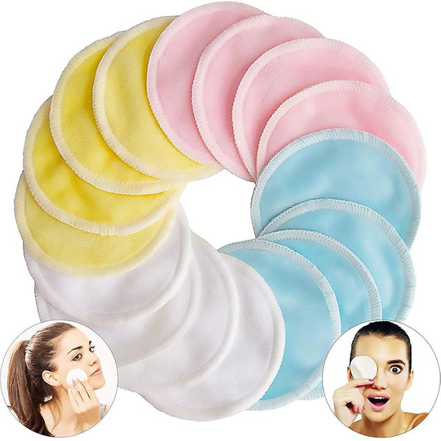 12pcs Reusable Cotton Pads Washable Makeup Remover Discs Washable Round Bamboo Make Up Pads Skin Care Tool HZM06