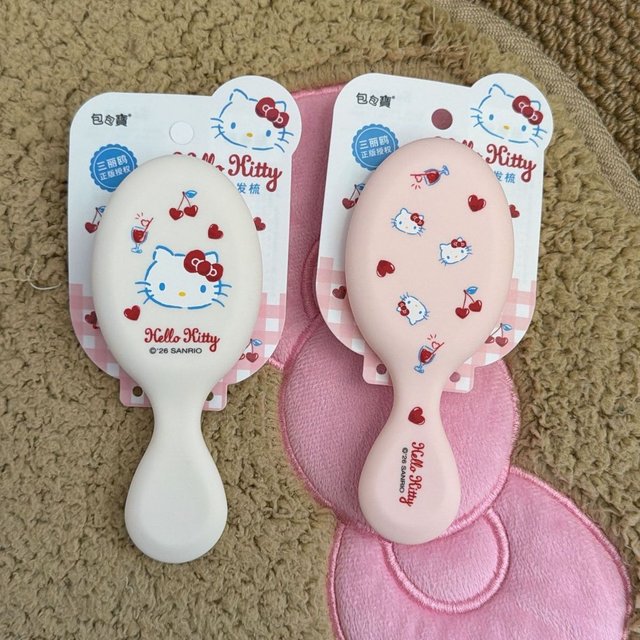 Cherry Sanrio Hello Kitty Massage Air Cushion Comb Compact Portable Cute Girly Heart Hair Brush Portable Carry Gift for Friends