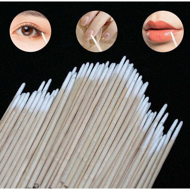300Pcs Nails Wood Cotton Swab Clean Sticks Nail Polish Remover Art Tools Wooden Cotton Head Manicure Corrector Nail Polish Tool